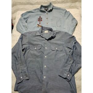 SET Men's M Sierra Pacific Jean Shirt Denim Western Indian Horse + Big Mac Long